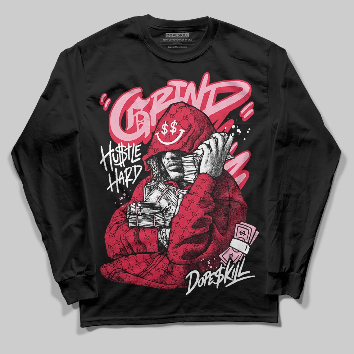 Dunk Low Valentine's Day (2026) DopeSkill Long Sleeve T-Shirt Grind Pray Graphic Streetwear - Black