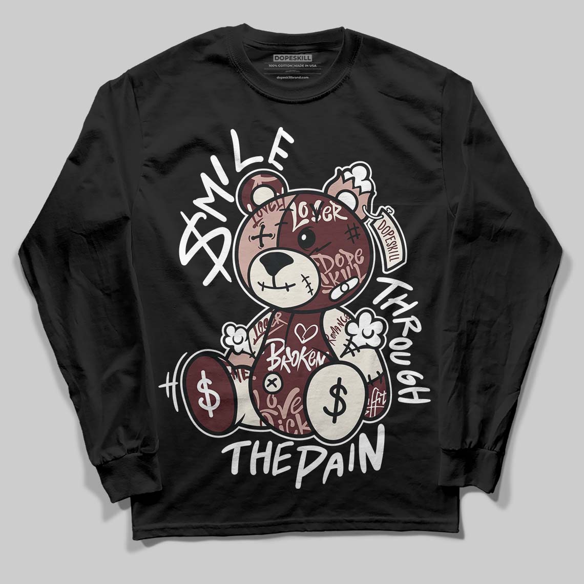 Jordan 11 “China” DopeSkill Long Sleeve T-Shirt Smile Through The Pain Graphic Streetwear - Black