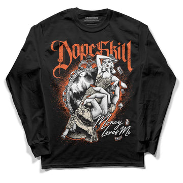 Jordan 3 Georgia Peach DopeSkill Long Sleeve T-Shirt Money Loves Me Graphic Streetwear - Black