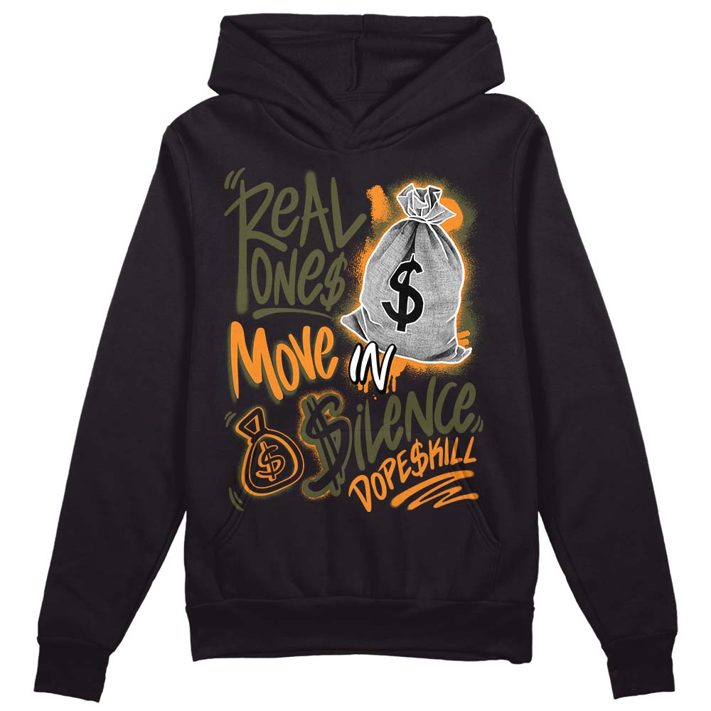 Jordan 5 "Olive" DopeSkill Hoodie Sweatshirt Real Ones Move In Silence Graphic Streetwear - Black