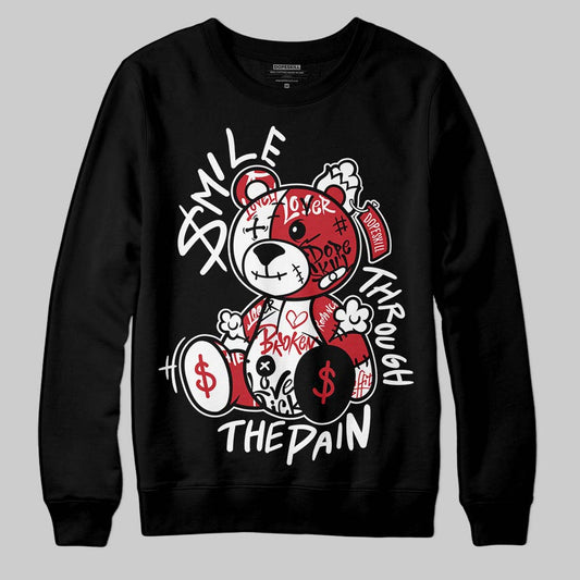 Jordan 5 Retro Fire Red Black Tongue (2025) DopeSkill Sweatshirt Smile Through The Pain Graphic Streetwear - Black