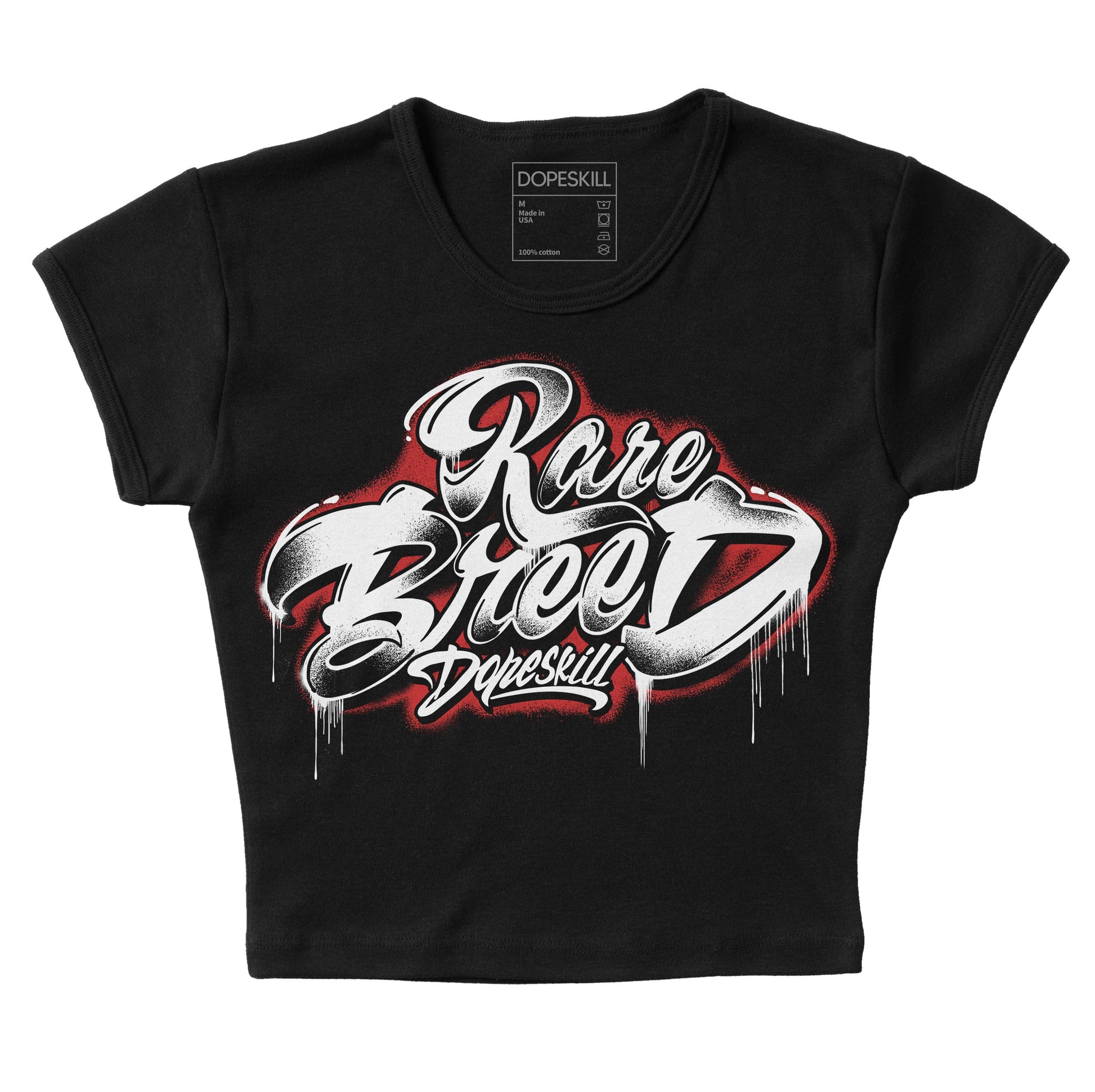 Jordan 1 High OG “Black/White” DopeSkill Women's Crop Top Rare Breed Type Graphic Streetwear - Black