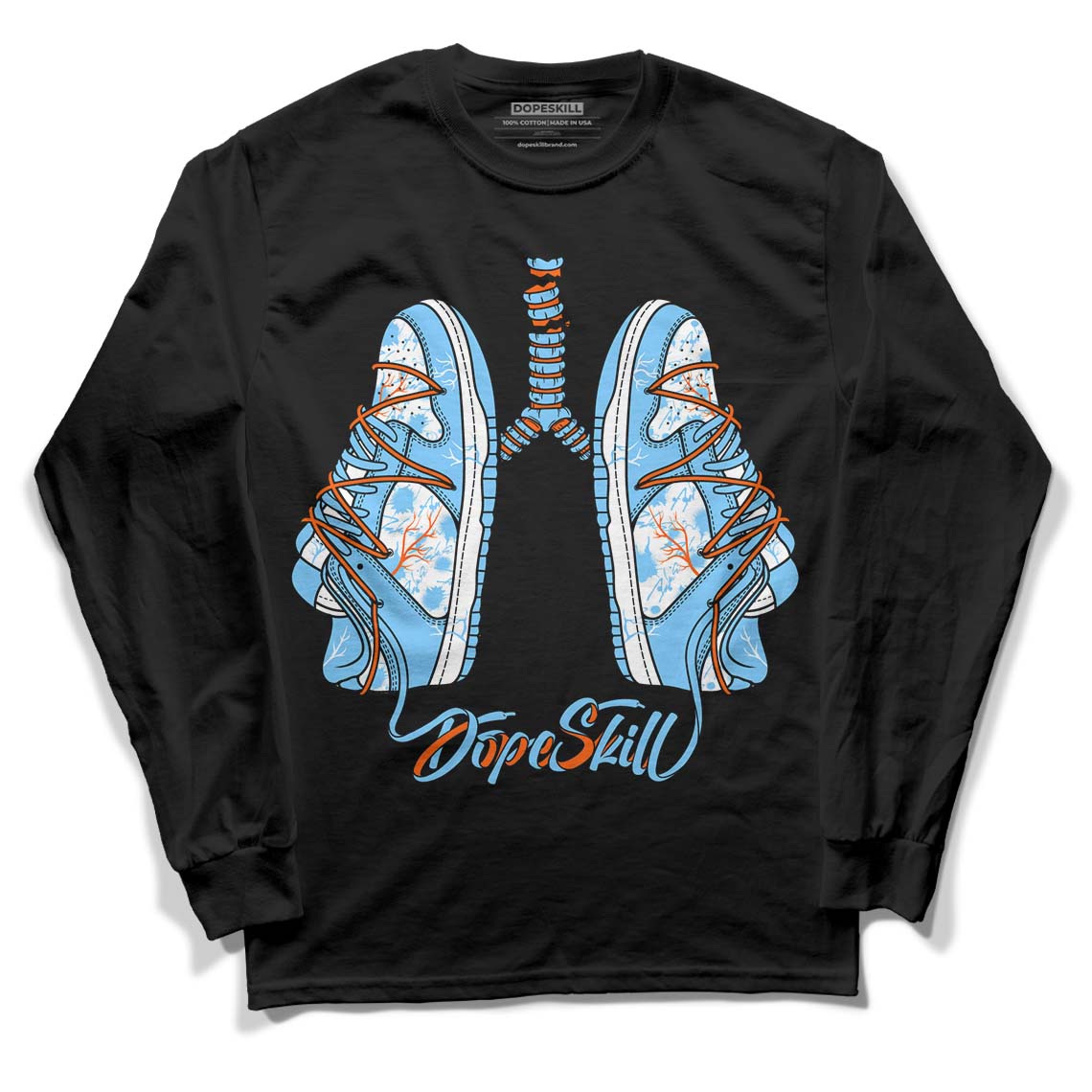 Dunk Low Futura University Blue DopeSkill Long Sleeve T-Shirt Breathe Graphic Streetwear - Black