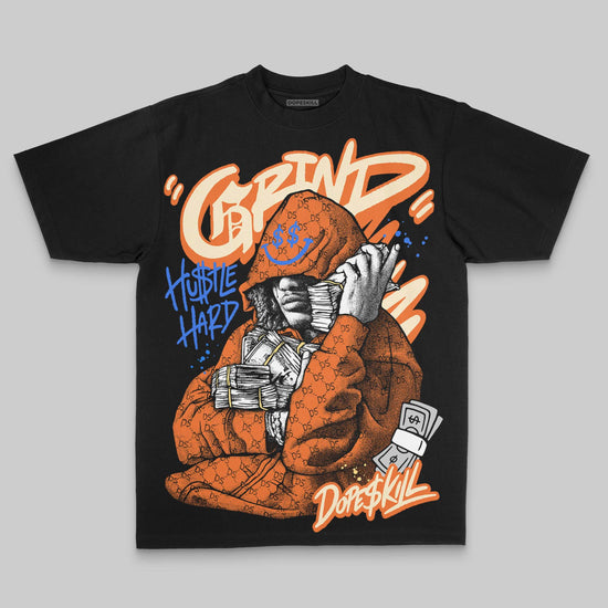 Orange Oversize Print Grind Pray DopeSkill Graphic Premium T-shirt Streetwear - Black