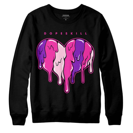 Pink Sneakers DopeSkill Sweatshirt Slime Drip Heart Graphic Streetwear - Black