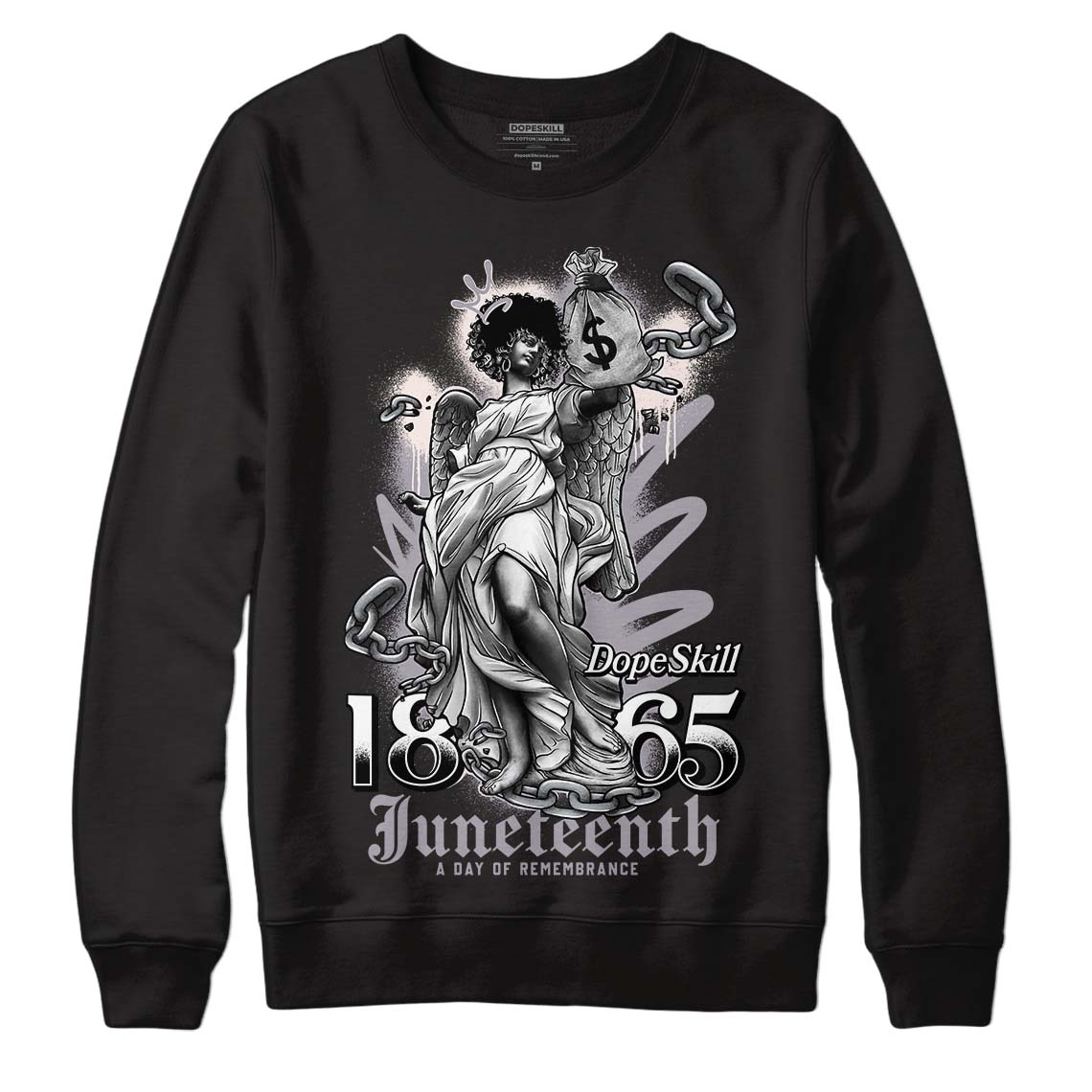 Jordan 2 Cement Grey DopeSkill Sweatshirt Juneteenth Graphic Streetwear - Black