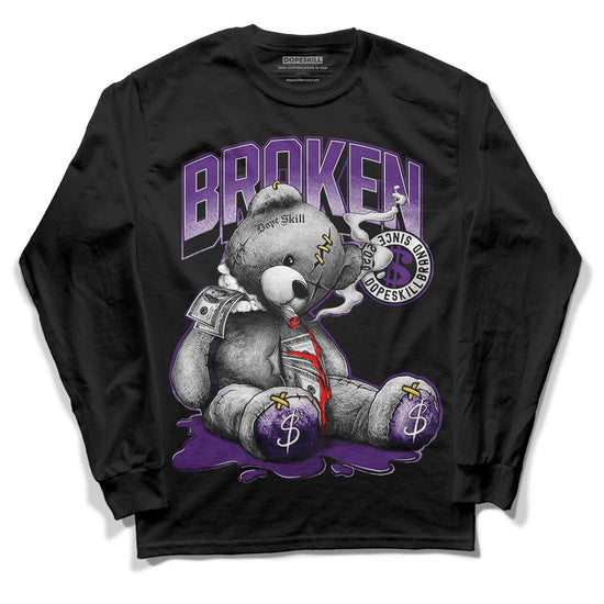 Jordan 12 “Field Purple” DopeSkill Long Sleeve T-Shirt Sick Bear Graphic Streetwear - Black