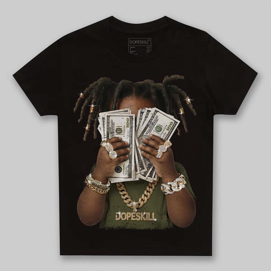 Olive Sneakers DopeSkill Toddler Kids T-shirt Rich Youth Graphic Streetwear  - Black