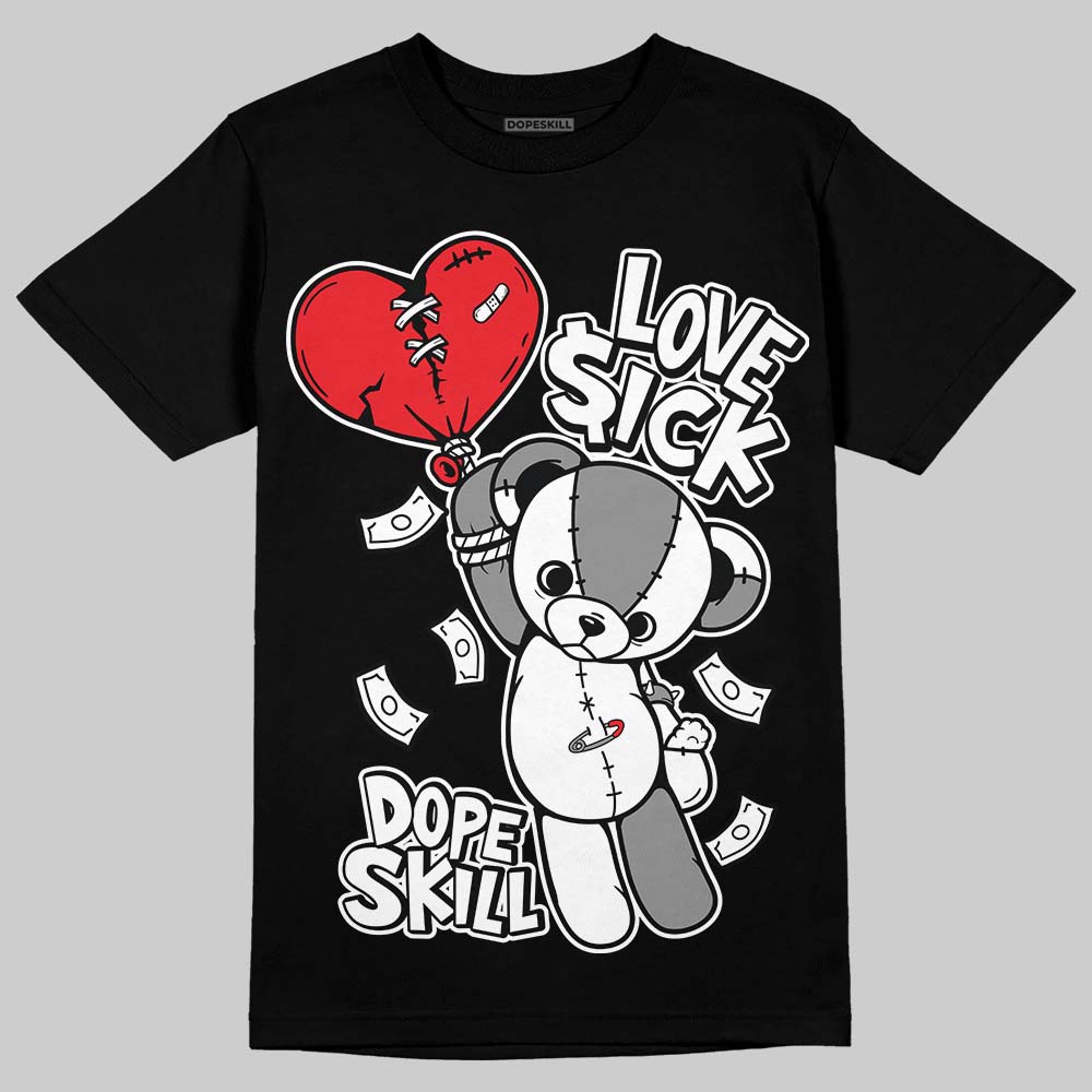 Rick Owens Leather Low Sneaker Black And Milk DopeSkill T-Shirt Love Sick Graphic Streetwear - Black