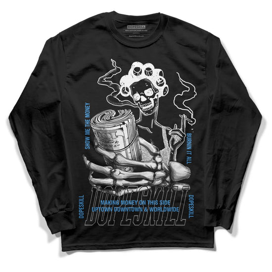 Jordan Spiz’ike Low “White/Obsidian” DopeSkill Long Sleeve T-Shirt Show Me The Money Graphic Streetwear - black