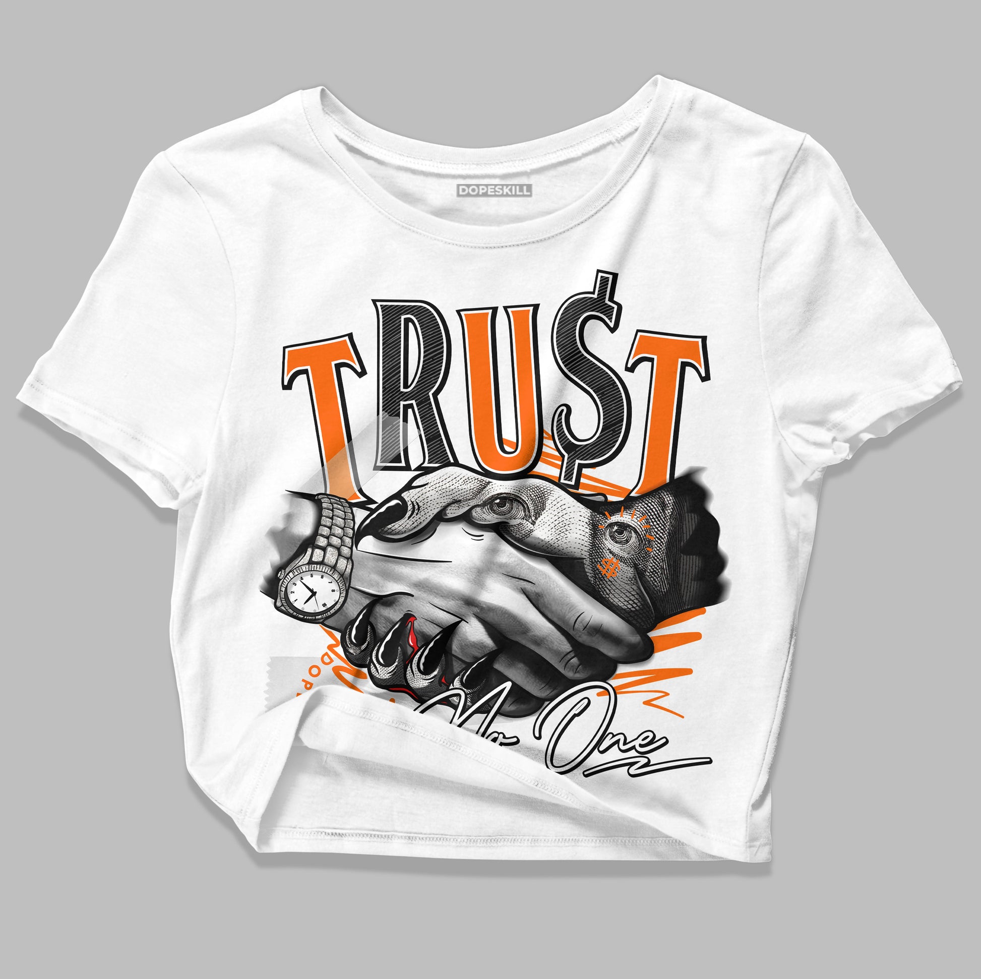 Dunk Low 'Magma Orange' DopeSkill Women's Crop Top Trust No One Graphic Streetwear - White