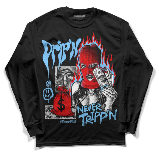 Travis Scott x Jordan 4 Retro 'Cactus Jack' DopeSkill Long Sleeve T-Shirt Drip'n Never Tripp'n Graphic Streetwear - Black