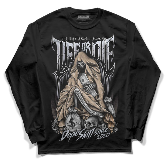 Jordan 4 Retro Frozen Moments DopeSkill Long Sleeve T-Shirt Life or Die Graphic Streetwear - Black