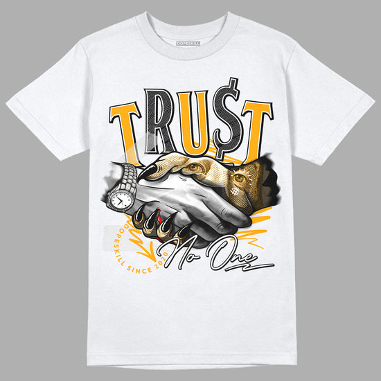 Jordan 1 High Yellow Toe DopeSkill T-Shirt Trust No One Graphic Streetwear  - White 