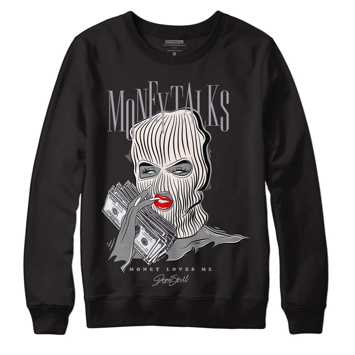 Jordan 2 Cement Grey DopeSkill Sweatshirt Money Talks Graphic Streetwear - Black