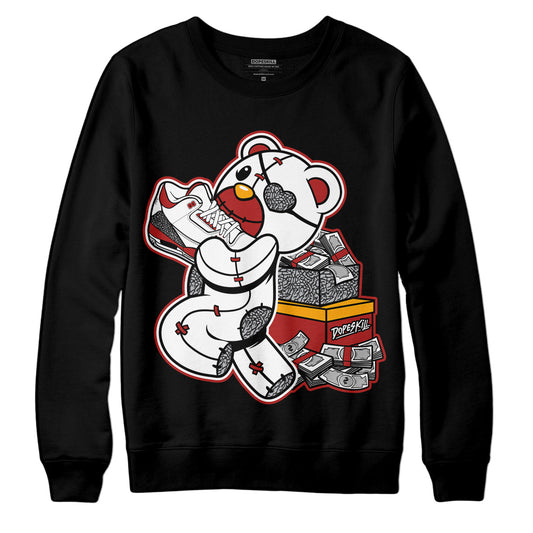 AJ 3 Cardinal Red DopeSkill Sweatshirt Bear Steals Sneaker Graphic