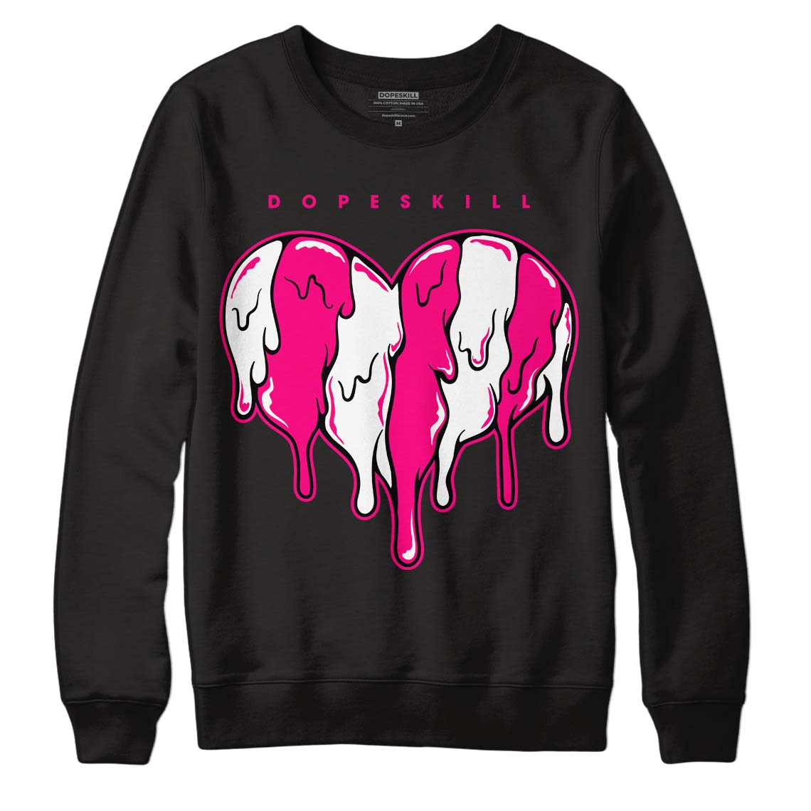 Jordan 1 Low GS “Fierce Pink” Dopeskill Sweatshirt Slime Drip Heart Graphic Streetwear - Black