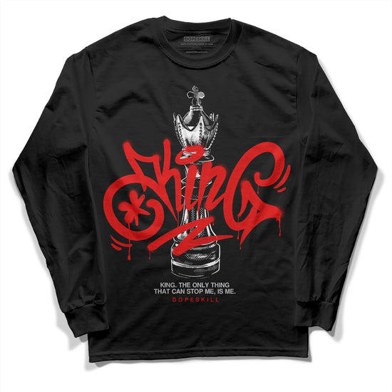 Jordan 4 Retro Red Cement DopeSkill Long Sleeve T-Shirt King Chess Graphic Streetwear - Black