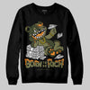 Olive Sneakers DopeSkill Sweatshirt Born To Be Rich Graphic Streetwear - Black