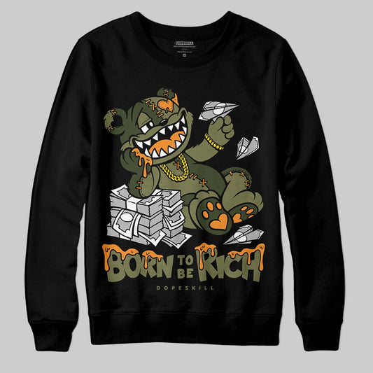 Olive Sneakers DopeSkill Sweatshirt Born To Be Rich Graphic Streetwear - Black