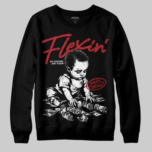 Jordan 5 Retro Fire Red Black Tongue (2025) DopeSkill Sweatshirt Flexin' Graphic Streetwear - Black