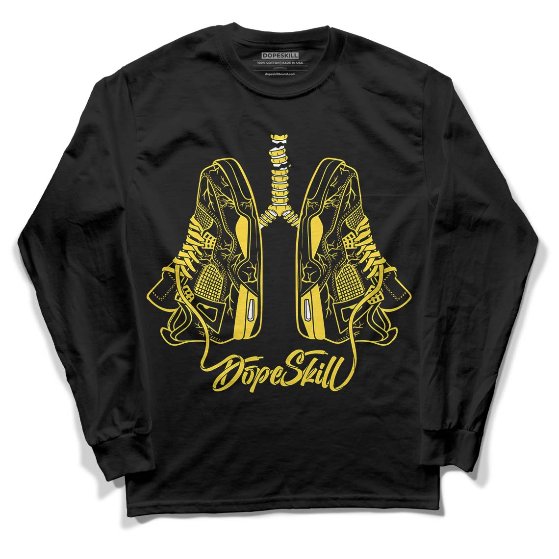 Jordan 4 Tour Yellow Thunder DopeSkill Long Sleeve T-Shirt Breathe Graphic Streetwear - Black