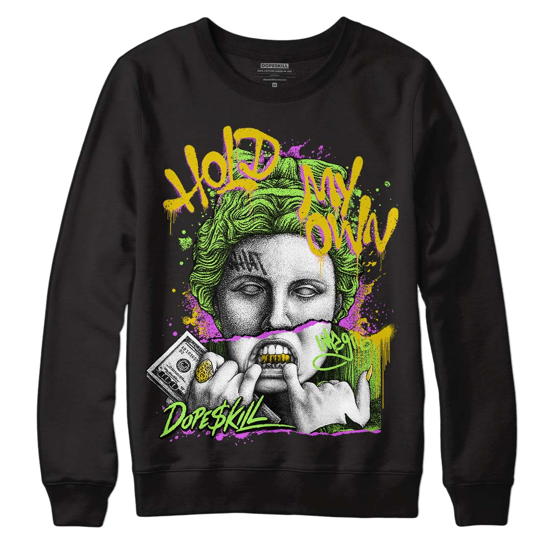 Jordan 5 Green Bean DopeSkill Sweatshirt Hold My Own Graphic Streetwear - Black