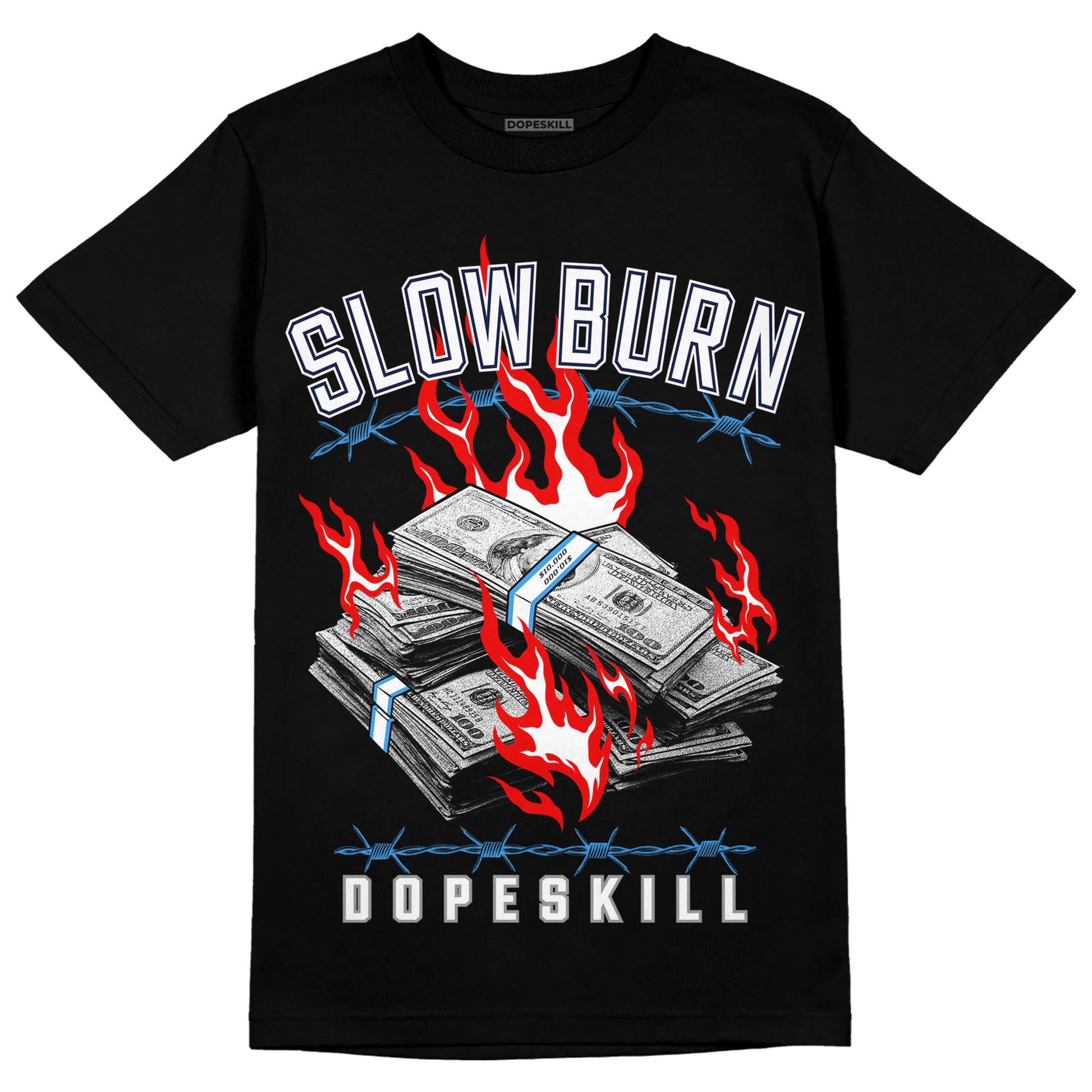 Jordan 3 "Midnight Navy" DopeSkill T-Shirt Slow Burn Graphic Streetwear - Black