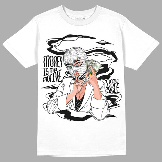 Dunk Low Panda White Black DopeSkill T-Shirt Money Is The Motive Graphic Streetwear - White 