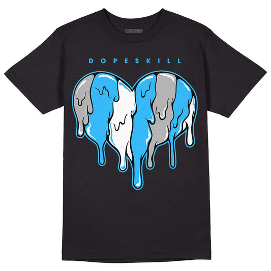 Jordan 2 Low "University Blue" DopeSkill T-Shirt Slime Drip Heart Graphic Streetwear - Black