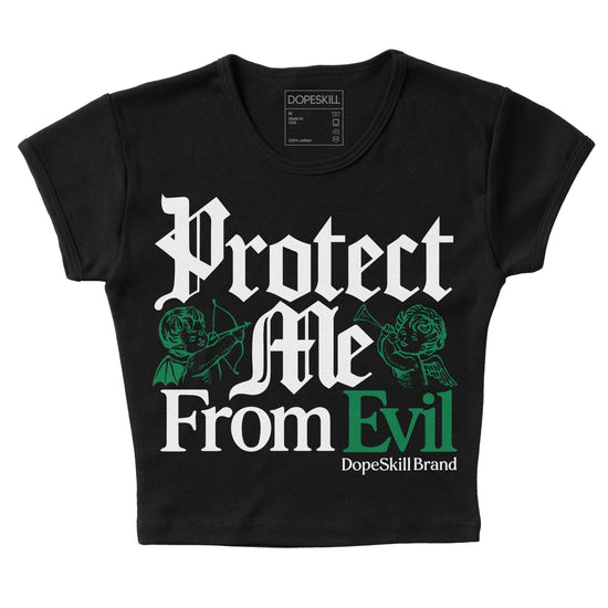 Jordan 5 “Lucky Green” DopeSkill Women's Crop Top Protect Me From Evil Graphic Streetwear - Black