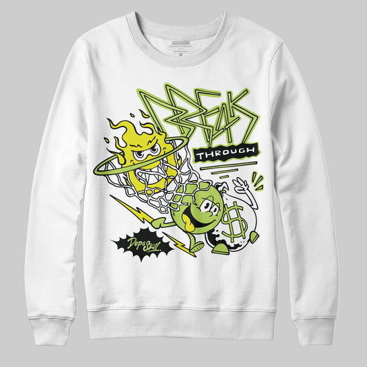 Jordan 13 Retro Bright Cactus DopeSkill Sweatshirt Break Through Graphic Streetwear - White