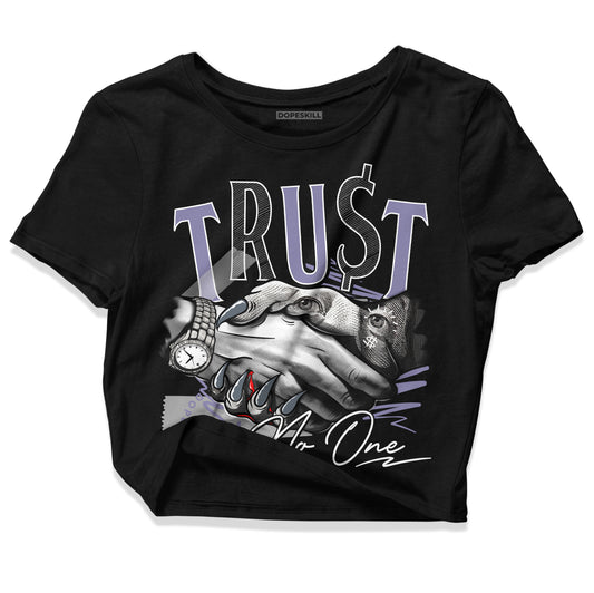 Jordan 5 Retro Low Indigo Haze DopeSkill Women's Crop Top Trust No One Graphic Streetwear - Black