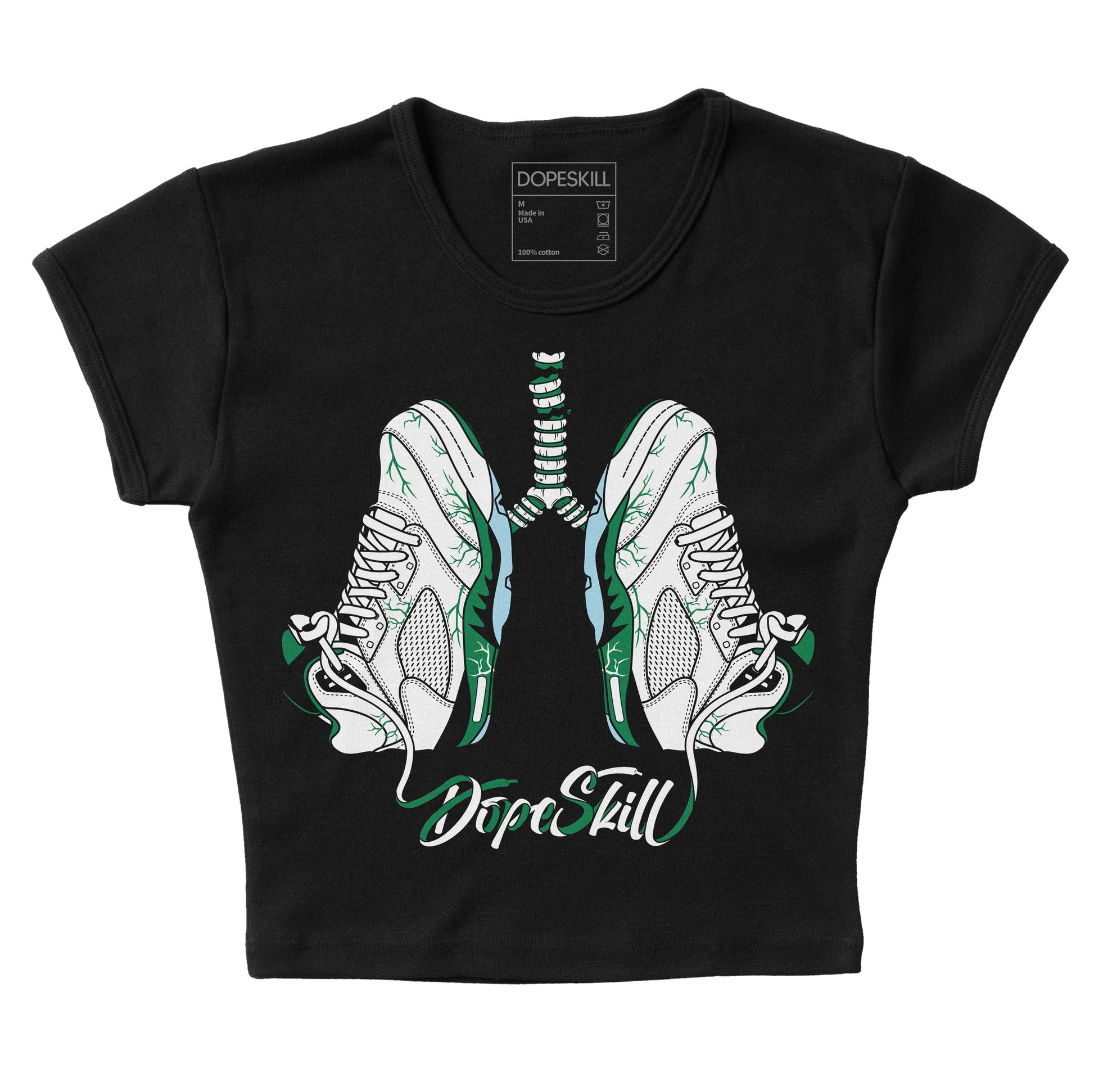 Jordan 5 “Lucky Green” DopeSkill Women's Crop Top Breathe Graphic Streetwear - Black