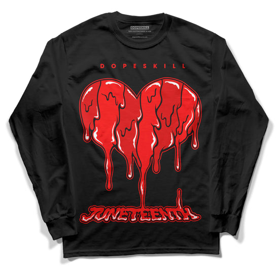 Jordan 1 Retro High OG "Satin Bred" DopeSkill Long Sleeve T-Shirt Juneteenth Heart Graphic Streetwear - Black