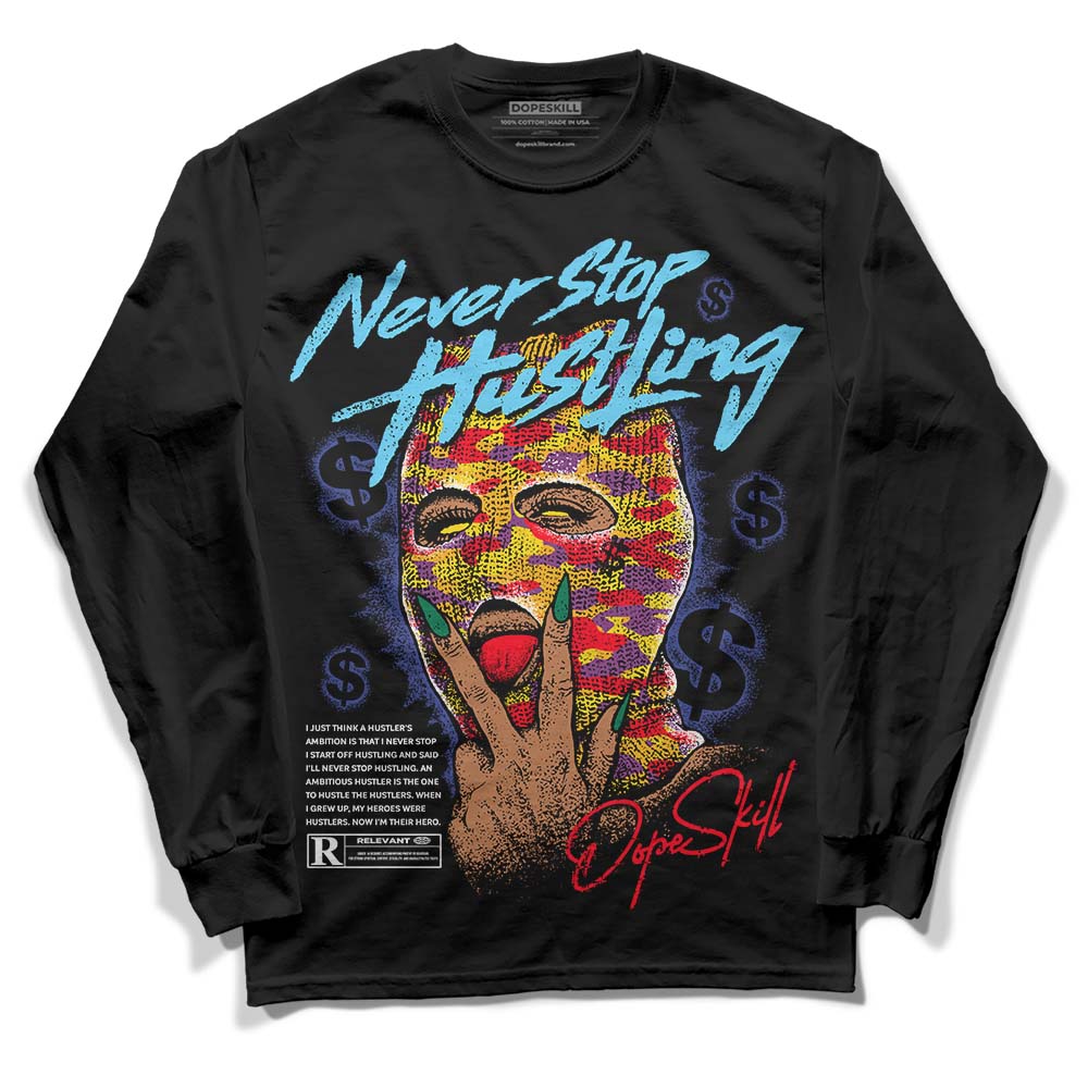 Jordan 1 Mid GS 'Six Championships DopeSkill Long Sleeve T-Shirt Never Stop Hustling Graphic Streetwear - Black