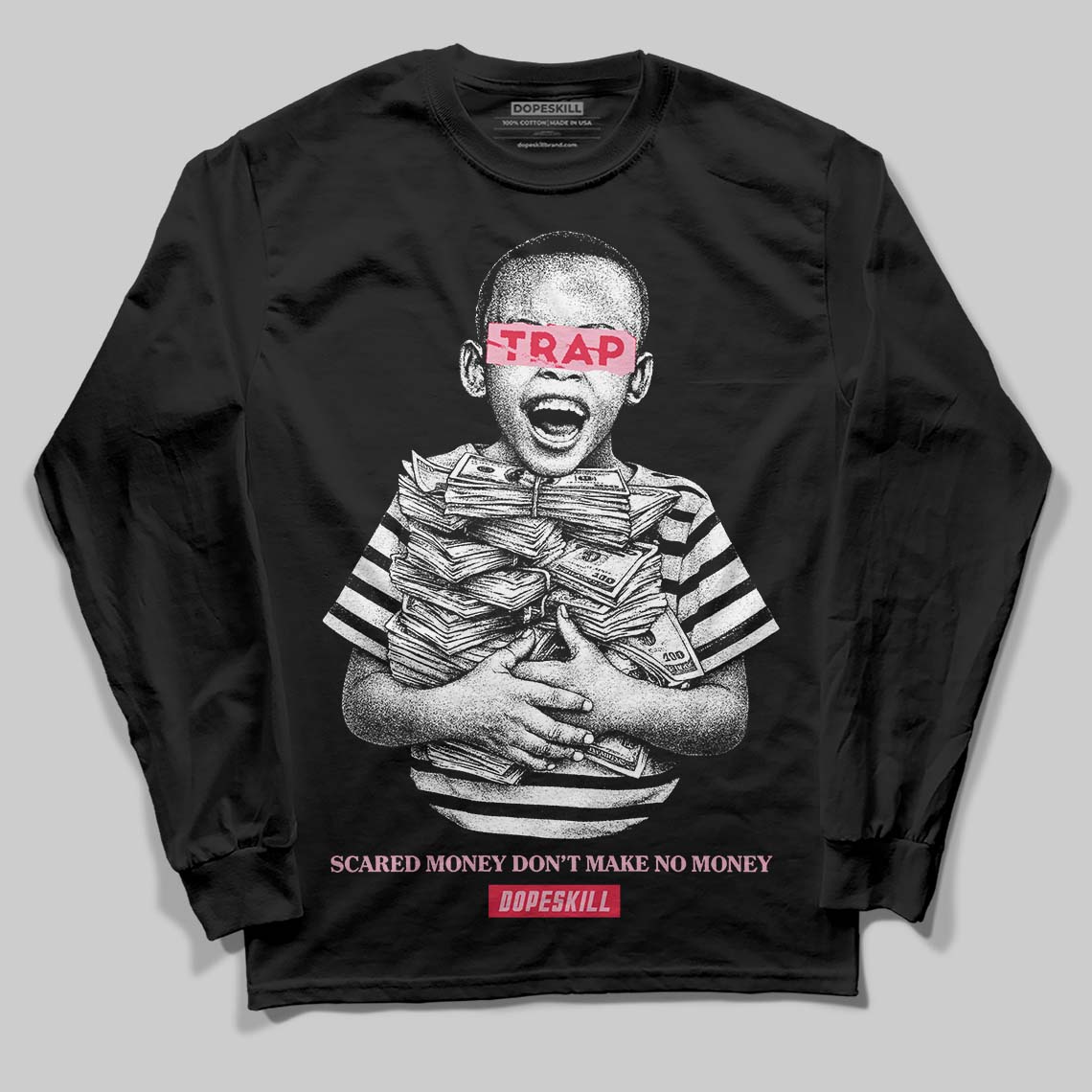 Dunk Low Valentine's Day (2026) DopeSkill Long Sleeve T-Shirt Scared Money Don't Make No Money Graphic Streetwear - Black