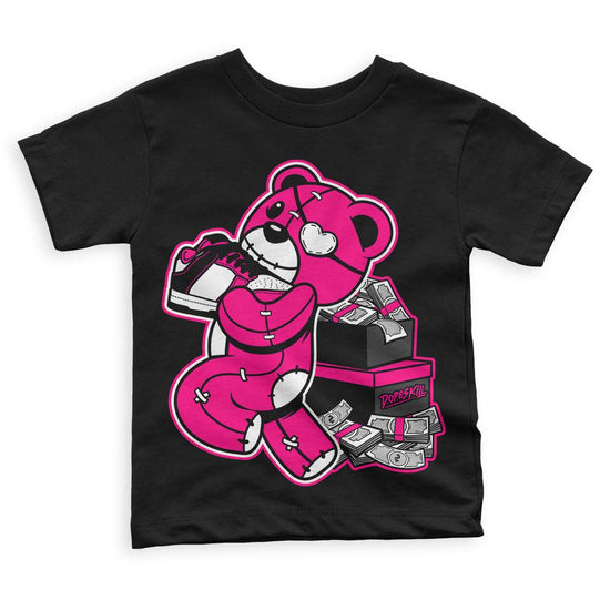 Jordan 1 Low GS “Fierce Pink” Dopeskill Toddler Kids T-shirt Bear Steals Sneaker Graphic Streetwear - Black