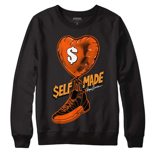 Jordan 12 Retro Brilliant Orange DopeSkill Sweatshirt Self Made Graphic Streetwear - Black