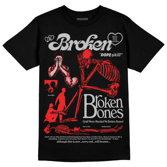 Jordan Spizike Low Bred DopeSkill T-Shirt Broken Bones Graphic Streetwear - Black