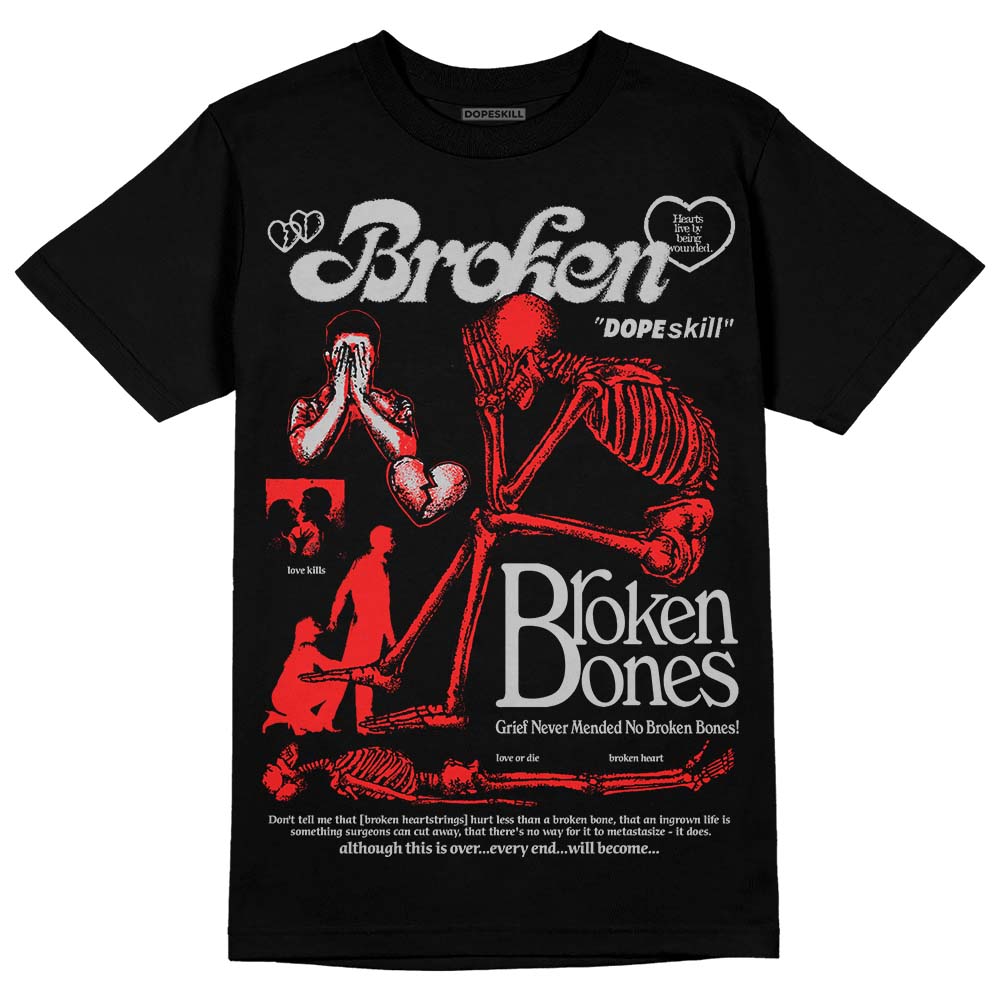 Jordan Spizike Low Bred DopeSkill T-Shirt Broken Bones Graphic Streetwear - Black