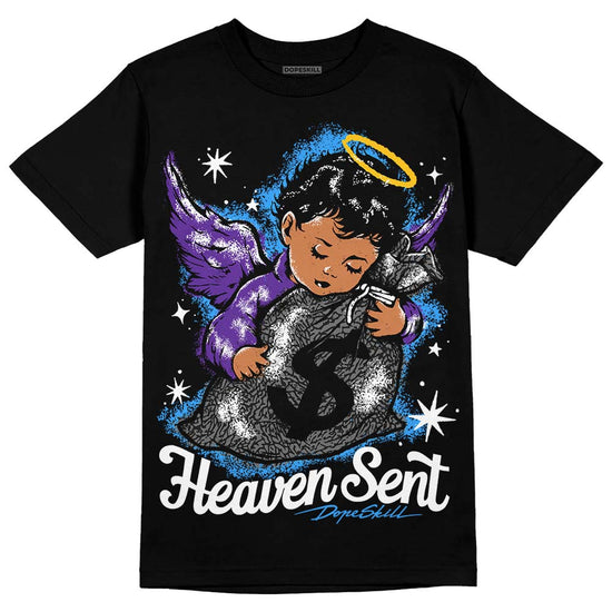 Jordan 3 Retro Dark Iris DopeSkill T-Shirt Heaven Sent Graphic Streetwear - Black