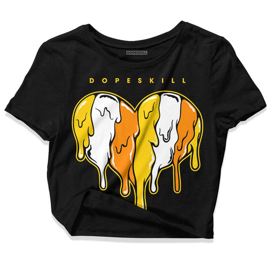 Jordan 6 “Yellow Ochre” DopeSkill Women's Crop Top Slime Drip Heart Graphic Streetwear - Black