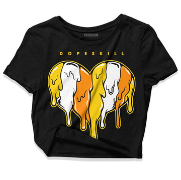 Jordan 6 “Yellow Ochre” DopeSkill Women's Crop Top Slime Drip Heart Graphic Streetwear - Black