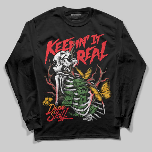 Red Sneakers DopeSkill Long Sleeve T-Shirt Keepin' It Real Graphic Streetwear - Black