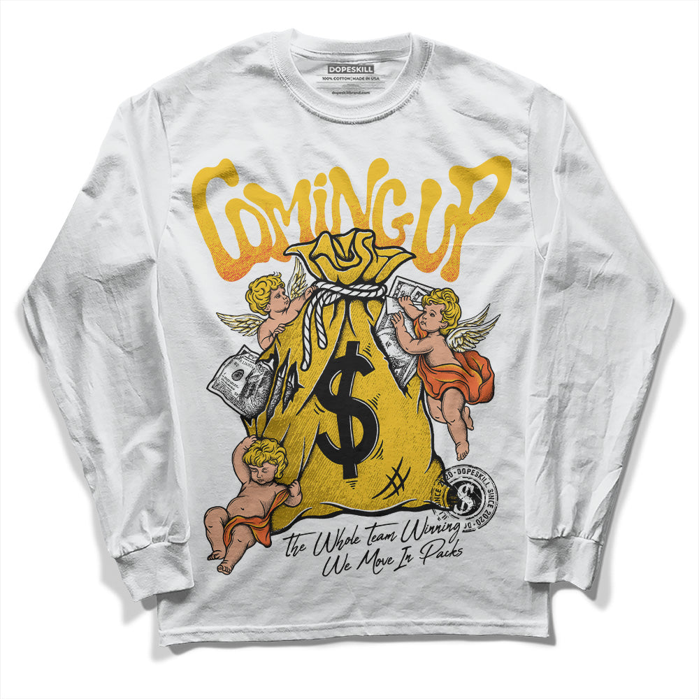 Yellow Sneakers DopeSkill Long Sleeve T-Shirt Money Bag Coming Up Graphic Streetwear - White 