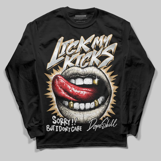 Jordan 5 Retro Reverse Metallic DopeSkill Long Sleeve T-Shirt Lick My Kicks Graphic Streetwear - Black