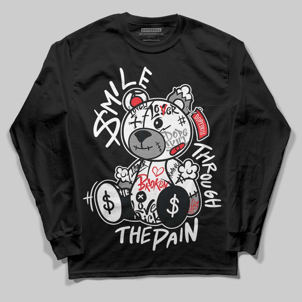 Rick Owens Leather Low Sneaker Black And Milk DopeSkill Long Sleeve T-Shirt Smile Through The Pain Graphic Streetwear - Black