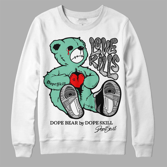 Jordan 3 "Green Glow" DopeSkill Sweatshirt Love Kills Graphic Streetwear - White