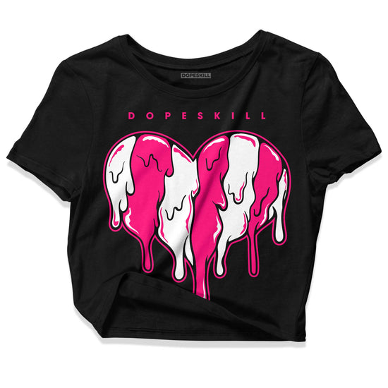 Jordan 1 Low GS “Fierce Pink” Dopeskill Women's Crop Top Slime Drip Heart Graphic Streetwear - Black